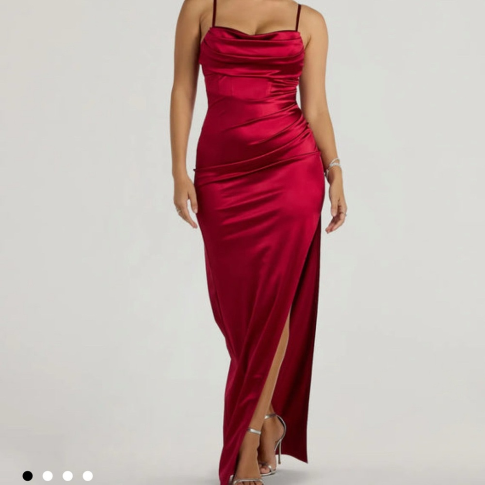 Elegant Red Satin Evening Gown| Windsor dress